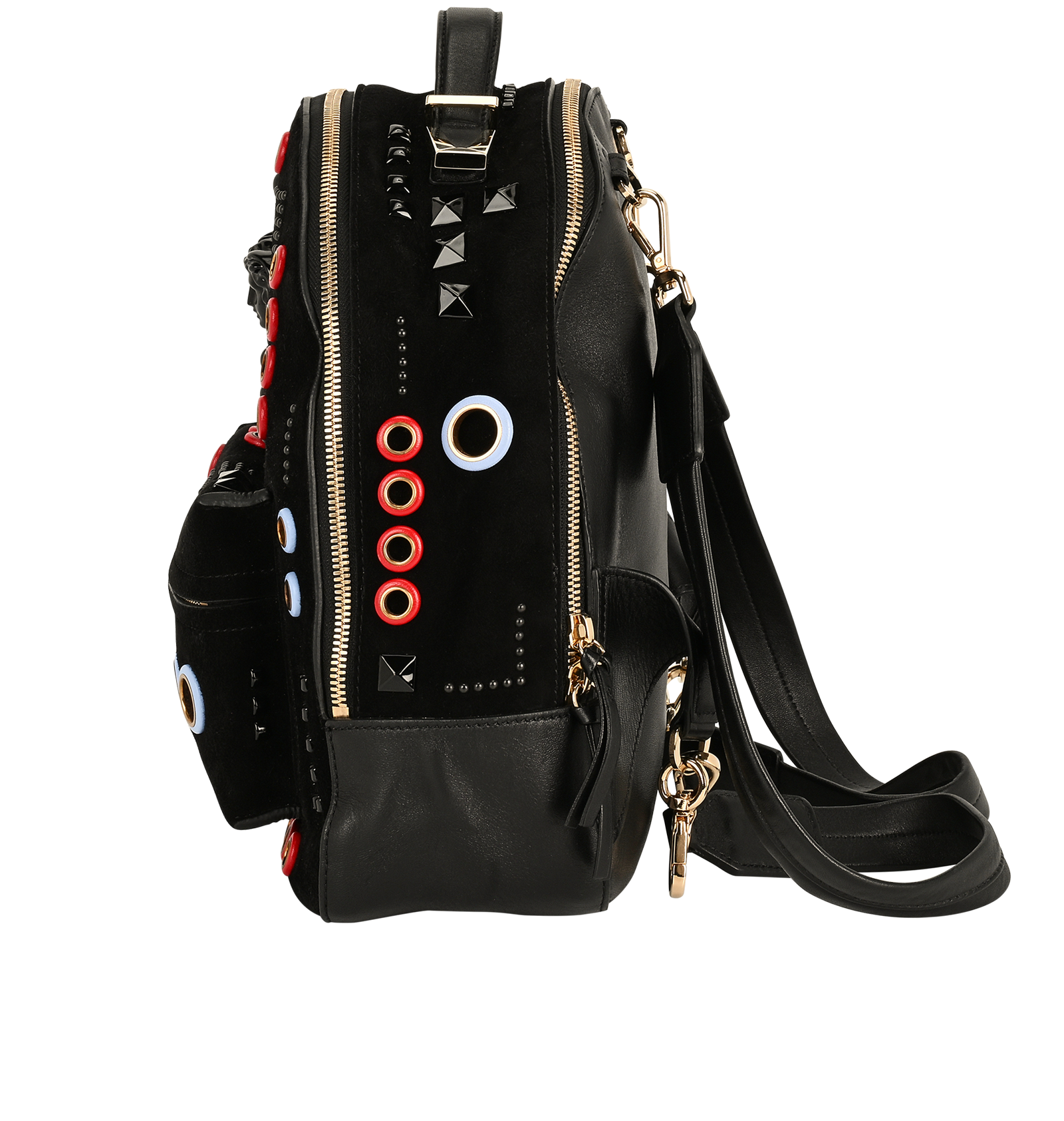 Palazzo Medusa Grommets Backpack, &pound;395, Handbags, Black, Suede, Bottom view